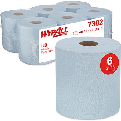 Kimberly-Clark WypAll L20 Centrefeed Blue Paper Towel Roll 144m (Box of 6) - Safety and Protect