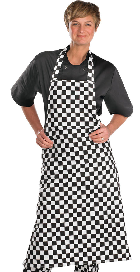 B-Click Workwear Chefs Bib Apron Black/White - Safety and Protect