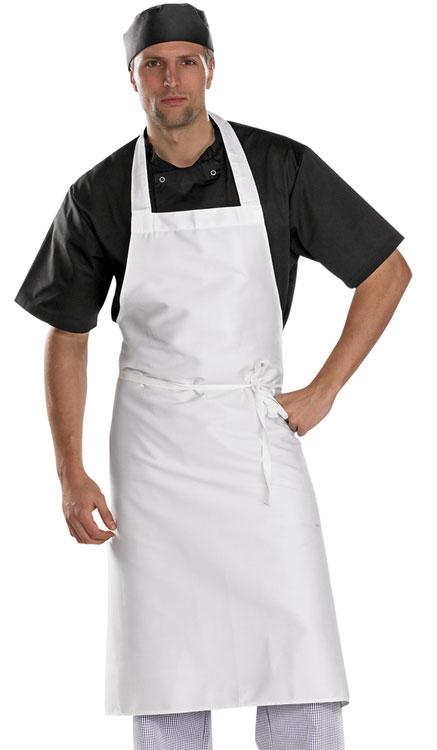 B-Click Workwear Chefs Bib Apron Black/White - Safety and Protect