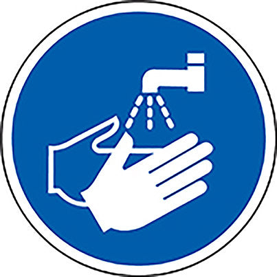 Self-Adhesive Blue Hand Washing Symbol Floor Graphic 400mm - Safety and Protect