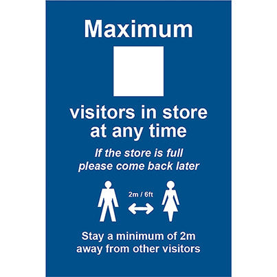 PVC “Maximum Visitors in Store” Social Distancing Sign - Safety and Protect