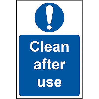 PVC “Clean After Use” Sign 200mm x 300mm - Safety and Protect