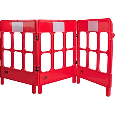 JSP WorkGate Red/White Three-Panel Barrier System - Safety and Protect