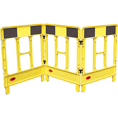 JSP WorkGate Yellow/Black Three-Panel Barrier System - Safety and Protect