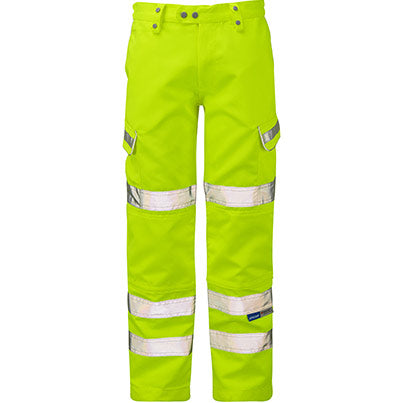 NEW PULSAR P346 Yellow Hi-Vis Cargo Trousers with Kneepad Pockets - Safety and Protect