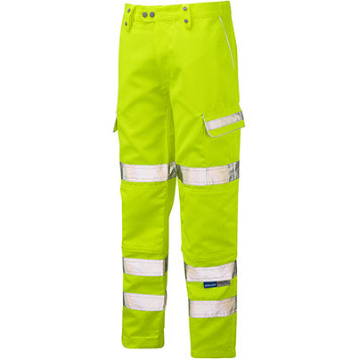 NEW PULSAR P346 Yellow Hi-Vis Cargo Trousers with Kneepad Pockets - Safety and Protect