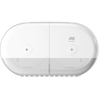 Tork SmartOne Elevation T9 White Twin Mini Toilet Roll Dispenser - Safety and Protect