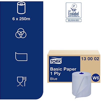 Tork W6 Blue Basic Paper Towel Roll 250m (Case of 6) - Safety and Protect