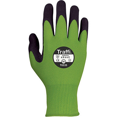 Traffi TG535 Nitrile-Coated Cut-Resistant Gloves Pack of 10 - Safety and Protect